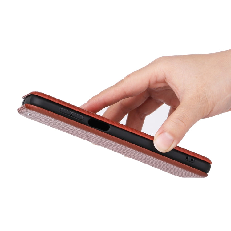 For Ulefone Note 13P Carbon Fiber Texture Horizontal Flip PU Phone Case(Brown) by buy2fix