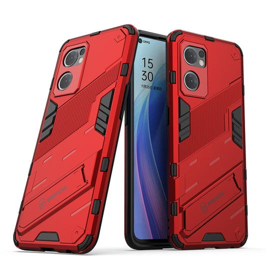 For OPPO Reno7 5G Global / Find X5 Lite Punk Armor 2 in 1 PC + TPU Shockproof Phone Case with Invisible Holder(Red) by buy2fix