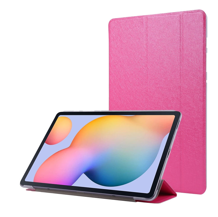 For Samsung Galaxy Tab S8+ / Tab S7+ Silk Texture Flip Leather Tablet Case(Rose Red) by buy2fix