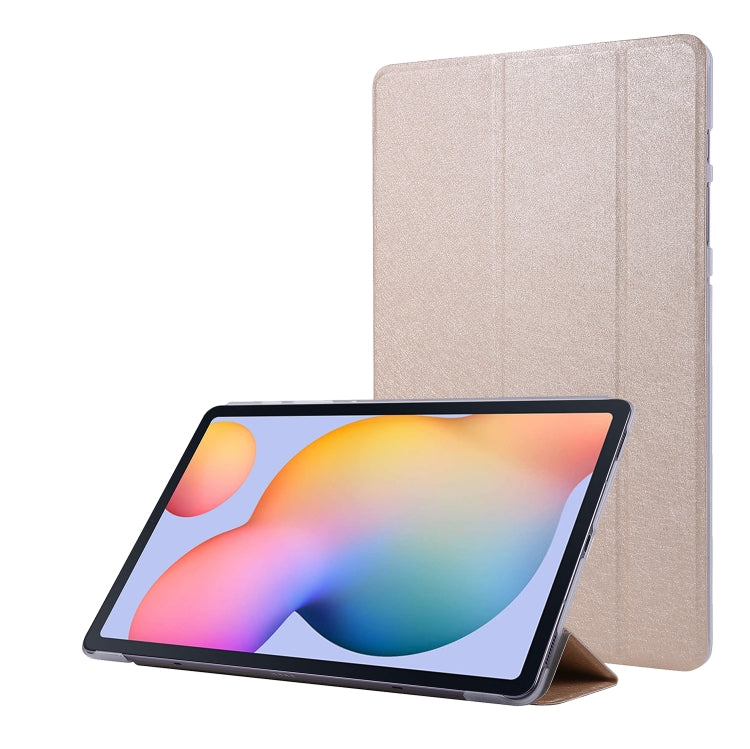 For Samsung Galaxy Tab S8+ / Tab S7+ Silk Texture Flip Leather Tablet Case(Gold) by buy2fix
