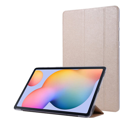 For Samsung Galaxy Tab S8+ / Tab S7+ Silk Texture Flip Leather Tablet Case(Gold) by buy2fix