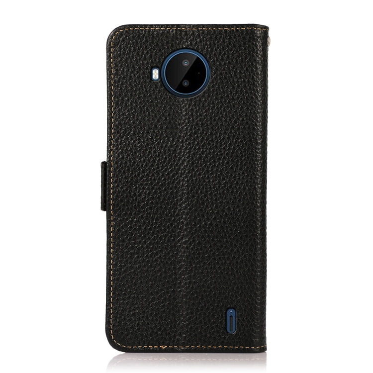 For Nokia C20 Plus KHAZNEH Side-Magnetic Litchi Genuine Leather RFID Phone Case(Black) - Nokia Cases by buy2fix | Online Shopping UK | buy2fix