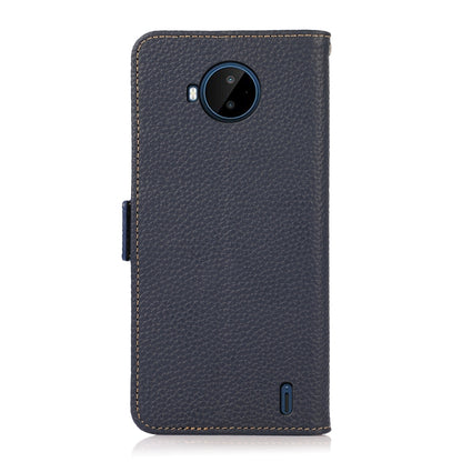 For Nokia C20 Plus KHAZNEH Side-Magnetic Litchi Genuine Leather RFID Phone Case(Blue) - Nokia Cases by buy2fix | Online Shopping UK | buy2fix