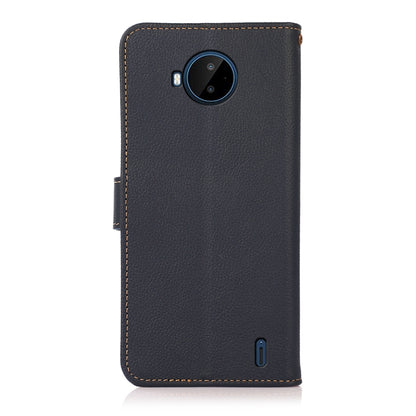For Nokia C20 Plus KHAZNEH Custer Genuine Leather RFID Phone Case(Blue) - Nokia Cases by buy2fix | Online Shopping UK | buy2fix