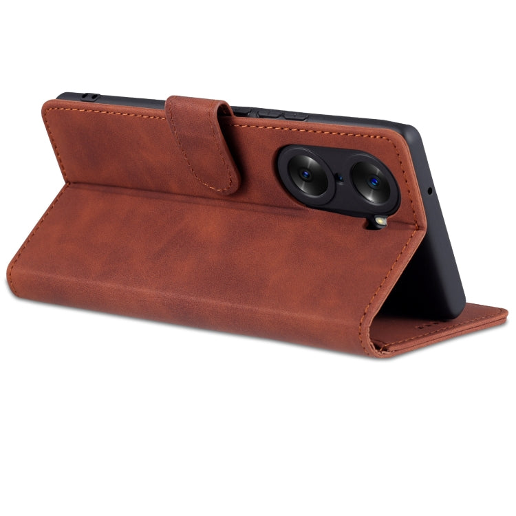 For Honor 60 AZNS Skin Feel Calf Texture Horizontal Flip Leather Phone Case(Brown) - Honor Cases by AZNS | Online Shopping UK | buy2fix