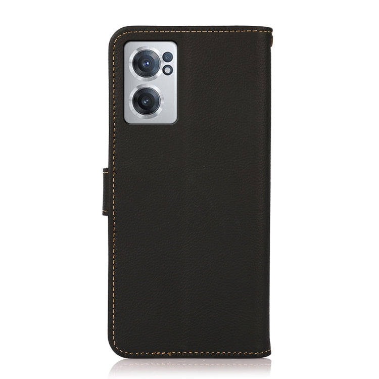 For OnePlus Nord CE 2 5G KHAZNEH Custer Genuine Leather RFID Phone Case(Black) - OnePlus Cases by buy2fix | Online Shopping UK | buy2fix
