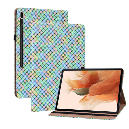For Samsung Galaxy Tab S8 / Tab S7 Color Weave Texture Flip Leather Tablet Case with Holder(Rainbow) - Galaxy Tab S8 Cases by buy2fix | Online Shopping UK | buy2fix