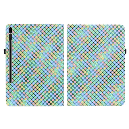 For Samsung Galaxy Tab S8 / Tab S7 Color Weave Texture Flip Leather Tablet Case with Holder(Rainbow) by buy2fix