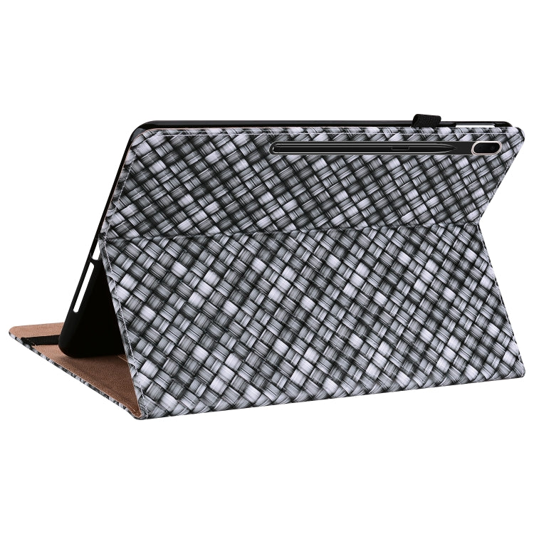 For Samsung Galaxy Tab S8 / Tab S7 Color Weave Texture Flip Leather Tablet Case with Holder(Black) by buy2fix