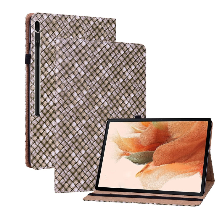 For Samsung Galaxy Tab S8 / Tab S7 Color Weave Texture Flip Leather Tablet Case with Holder(Brown) by buy2fix