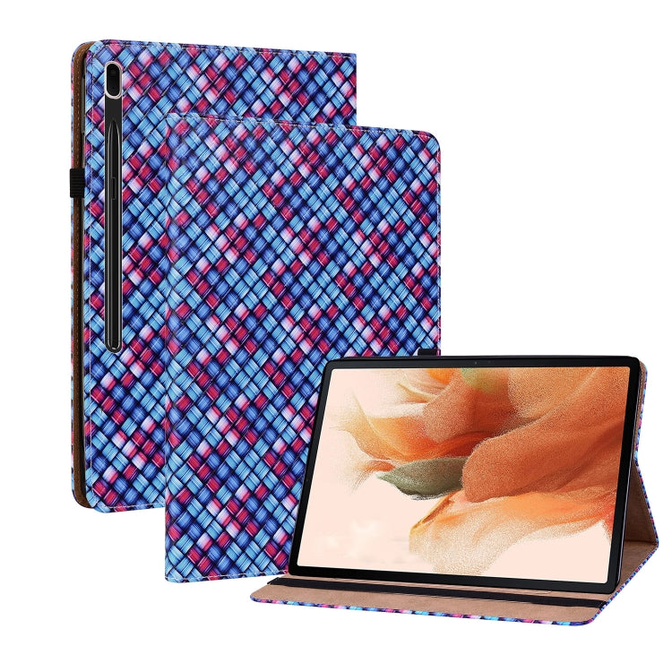 For Samsung Galaxy Tab S8 / Tab S7 Color Weave Texture Flip Leather Tablet Case with Holder(Blue) by buy2fix