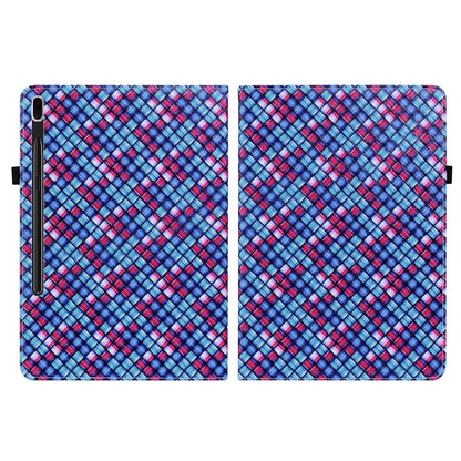 For Samsung Galaxy Tab S8 / Tab S7 Color Weave Texture Flip Leather Tablet Case with Holder(Blue) by buy2fix