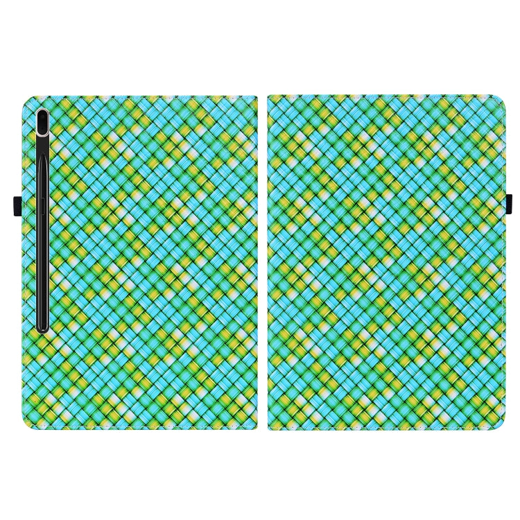 For Samsung Galaxy Tab S8 / Tab S7 Color Weave Texture Flip Leather Tablet Case with Holder(Green) by buy2fix