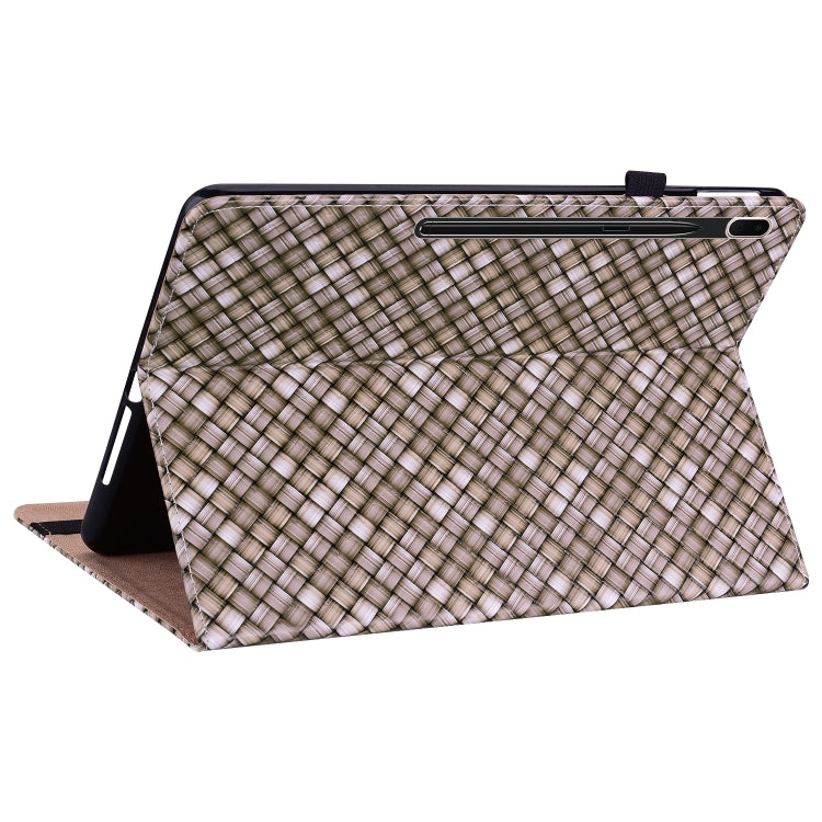 For Samsung Galaxy Tab S8+ / Tab S7+ Color Weave Texture Flip Leather Tablet Case with Holder(Brown) by buy2fix