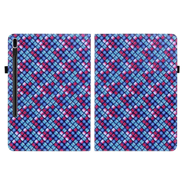 For Samsung Galaxy Tab S8+ / Tab S7+ Color Weave Texture Flip Leather Tablet Case with Holder(Blue) by buy2fix