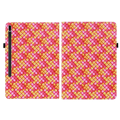 For Samsung Galaxy Tab S8+ / Tab S7+ Color Weave Texture Flip Leather Tablet Case with Holder(Rose Red) by buy2fix