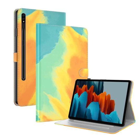 For Samsung Galaxy Tab S8 / Tab S7 Watercolor Pattern Flip Leather Tablet Case(Autumn Leaves) - Galaxy Tab S8 Cases by buy2fix | Online Shopping UK | buy2fix