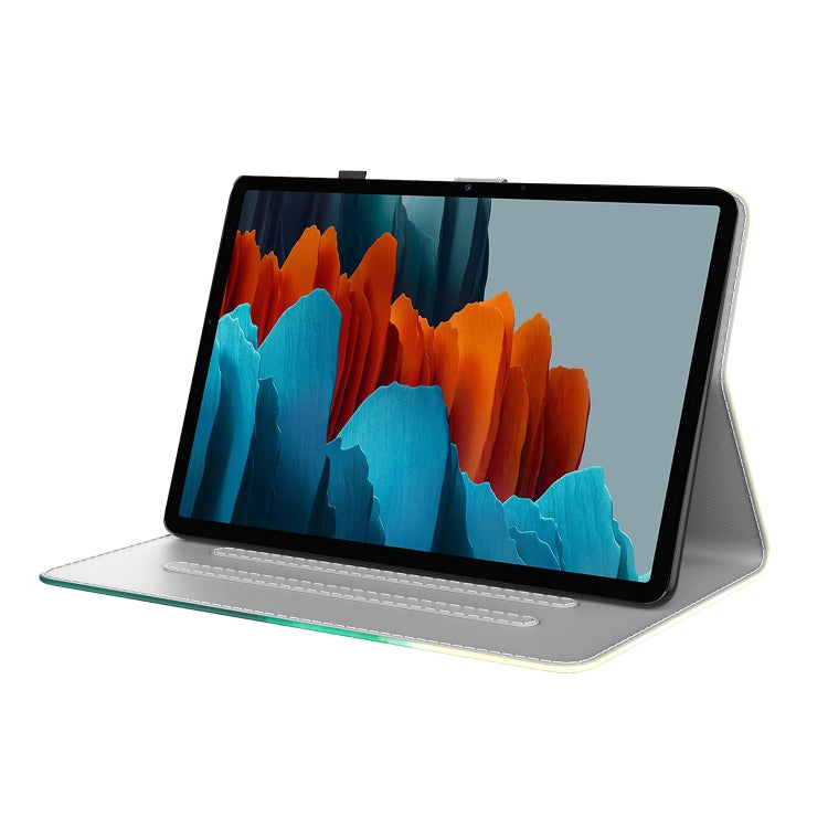 For Samsung Galaxy Tab S8 / Tab S7 Watercolor Pattern Flip Leather Tablet Case(Cyan Green) by buy2fix