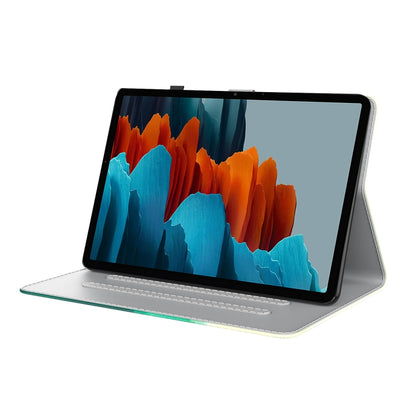 For Samsung Galaxy Tab S8 / Tab S7 Watercolor Pattern Flip Leather Tablet Case(Cyan Green) by buy2fix