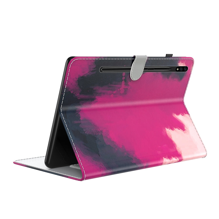 For Samsung Galaxy Tab S8 / Tab S7 Watercolor Pattern Flip Leather Tablet Case(Berry Color) by buy2fix