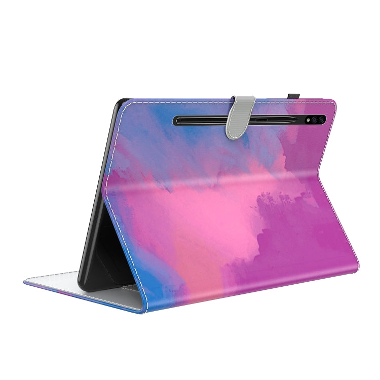 For Samsung Galaxy Tab S8 / Tab S7 Watercolor Pattern Flip Leather Tablet Case(Purple Red) by buy2fix