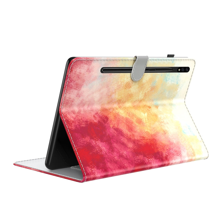 For Samsung Galaxy Tab S8 / Tab S7 Watercolor Pattern Flip Leather Tablet Case(Spring Cherry) by buy2fix