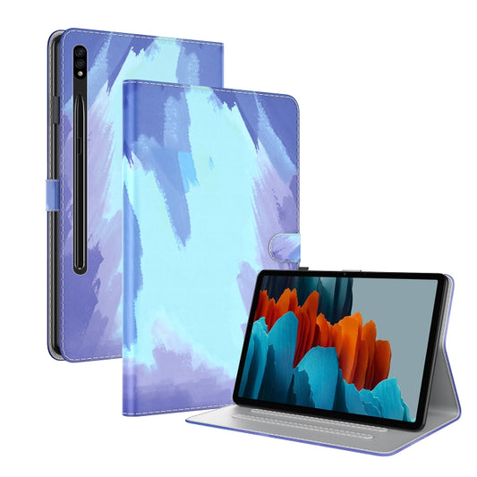 For Samsung Galaxy Tab S8+ / Tab S7+ Watercolor Pattern Flip Leather Tablet Case(Winter Snow) by buy2fix