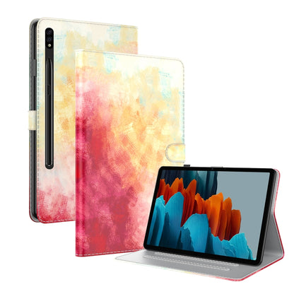 For Samsung Galaxy Tab S8+ / Tab S7+ Watercolor Pattern Flip Leather Tablet Case(Spring Cherry) by buy2fix