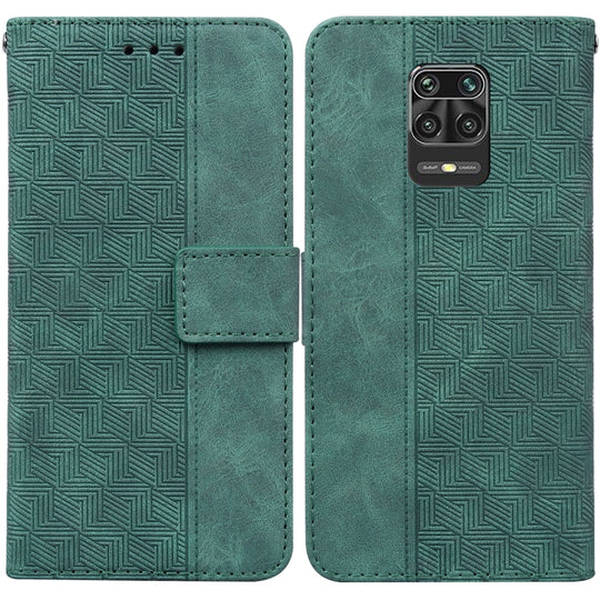 For Xiaomi Redmi Note 9 Pro / Note 9S Geometric Embossed Leather Phone Case(Green)