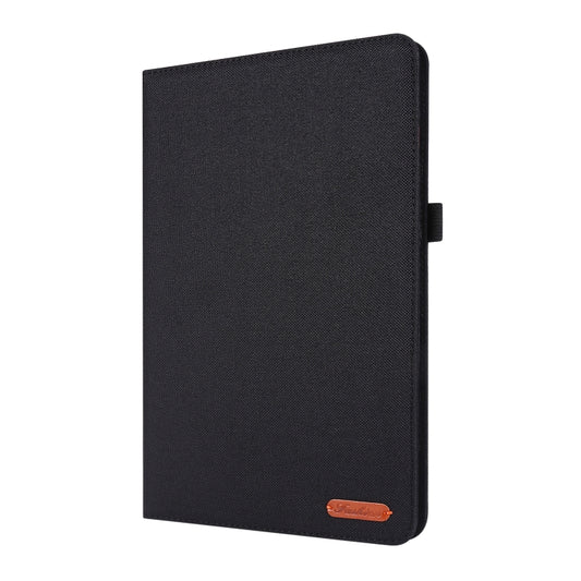 For Samsung Galaxy Tab S8 Ultra Horizontal Flip Fabric Leather Tablet Case with Card Slots & Holder(Black) - Galaxy Tab S8 Ultra Cases by buy2fix | Online Shopping UK | buy2fix