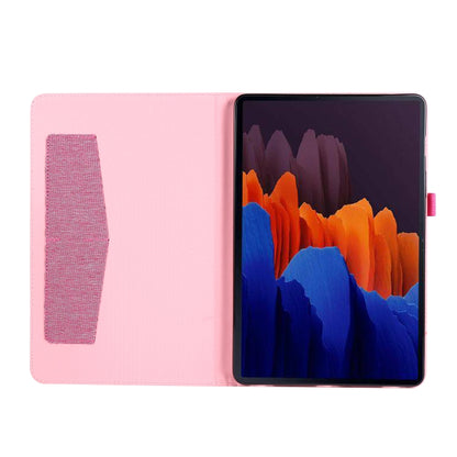 For Samsung Galaxy Tab S8 Ultra Horizontal Flip Fabric Leather Tablet Case with Card Slots & Holder(Rose Red) by buy2fix