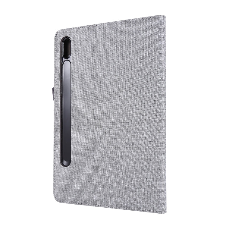 For Samsung Galaxy Tab S8 Ultra Horizontal Flip Fabric Leather Tablet Case with Card Slots & Holder(Grey) by buy2fix