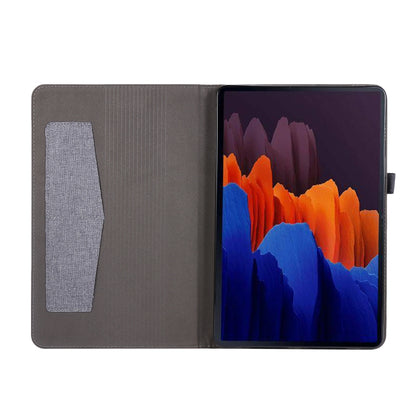 For Samsung Galaxy Tab S8 Ultra Horizontal Flip Fabric Leather Tablet Case with Card Slots & Holder(Grey) by buy2fix