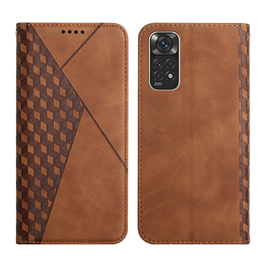 For Xiaomi Redmi Note 11/11S Overseas Version Diamond Splicing Skin Feel Magnetic Leather Phone Case(Brown)