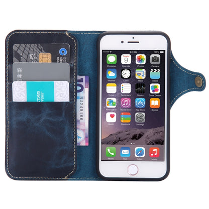 For iPhone 6 Denior Oil Wax Cowhide Magnetic Button Horizontal Flip Leather Case with Card Slots & Wallet(Dark Blue) - More iPhone Cases by Denior | Online Shopping UK | buy2fix