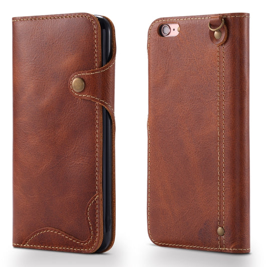 For iPhone 6 Denior Oil Wax Cowhide Magnetic Button Horizontal Flip Leather Case with Card Slots & Wallet(Brown) - More iPhone Cases by Denior | Online Shopping UK | buy2fix