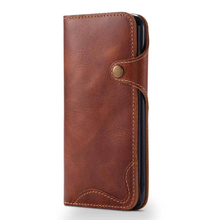 For iPhone 6 Denior Oil Wax Cowhide Magnetic Button Horizontal Flip Leather Case with Card Slots & Wallet(Brown) - More iPhone Cases by Denior | Online Shopping UK | buy2fix