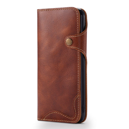 For iPhone 6 Denior Oil Wax Cowhide Magnetic Button Horizontal Flip Leather Case with Card Slots & Wallet(Brown) - More iPhone Cases by Denior | Online Shopping UK | buy2fix