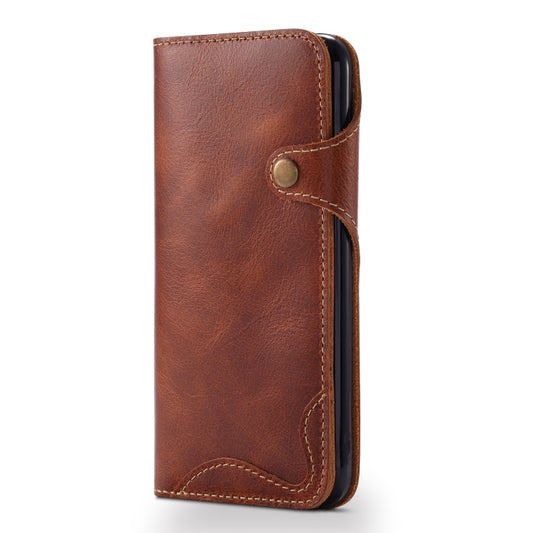 For iPhone 6 Denior Oil Wax Cowhide Magnetic Button Horizontal Flip Leather Case with Card Slots & Wallet(Brown) - More iPhone Cases by Denior | Online Shopping UK | buy2fix