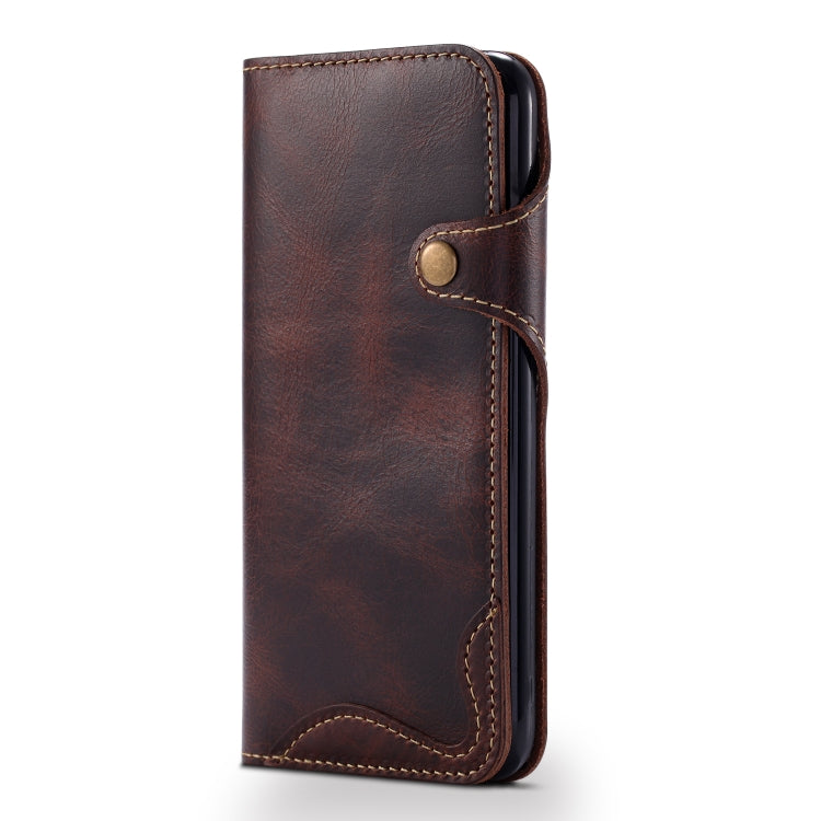 For iPhone 6 Denior Oil Wax Cowhide Magnetic Button Horizontal Flip Leather Case with Card Slots & Wallet(Dark Red) - More iPhone Cases by Denior | Online Shopping UK | buy2fix