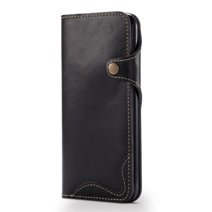 For iPhone 6 Plus / 6s Plus Denior Oil Wax Cowhide Magnetic Button Horizontal Flip Leather Case with Card Slots & Wallet(Black) - More iPhone Cases by Denior | Online Shopping UK | buy2fix