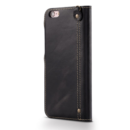 For iPhone 6 Plus / 6s Plus Denior Oil Wax Cowhide Magnetic Button Horizontal Flip Leather Case with Card Slots & Wallet(Black) - More iPhone Cases by Denior | Online Shopping UK | buy2fix