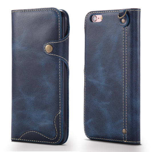 For iPhone 6 Plus / 6s Plus Denior Oil Wax Cowhide Magnetic Button Horizontal Flip Leather Case with Card Slots & Wallet(Dark Blue) - More iPhone Cases by Denior | Online Shopping UK | buy2fix