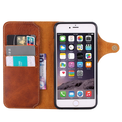 For iPhone 6 Plus / 6s Plus Denior Oil Wax Cowhide Magnetic Button Horizontal Flip Leather Case with Card Slots & Wallet(Brown) - More iPhone Cases by Denior | Online Shopping UK | buy2fix