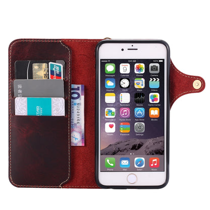 For iPhone 6 Plus / 6s Plus Denior Oil Wax Cowhide Magnetic Button Horizontal Flip Leather Case with Card Slots & Wallet(Dark Red) - More iPhone Cases by Denior | Online Shopping UK | buy2fix
