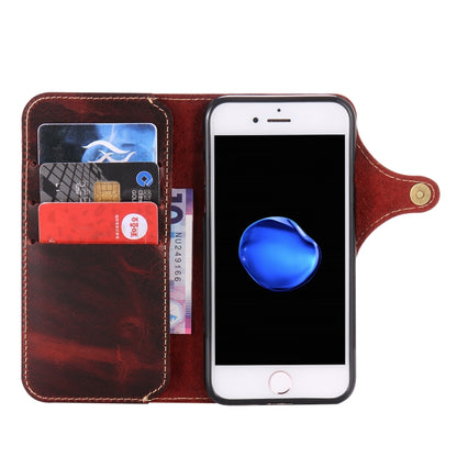 For iPhone 7 / 8 Denior Oil Wax Cowhide Magnetic Button Horizontal Flip Leather Case with Card Slots & Wallet(Dark Red) - More iPhone Cases by Denior | Online Shopping UK | buy2fix