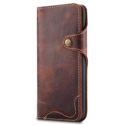 For iPhone XS Max Denior Oil Wax Cowhide Magnetic Button Horizontal Flip Leather Case with Card Slots & Wallet(Brown) - More iPhone Cases by Denior | Online Shopping UK | buy2fix