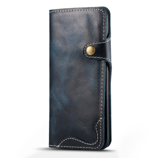 For Galaxy S8 Denior Oil Wax Cowhide Magnetic Button Horizontal Flip Leather Case with Card Slots & Wallet(Dark Blue) - Galaxy Phone Cases by Denior | Online Shopping UK | buy2fix