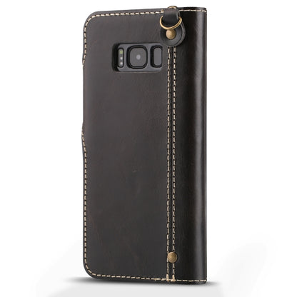 For Galaxy S8 Plus Denior Oil Wax Cowhide Magnetic Button Horizontal Flip Leather Case with Card Slots & Wallet(Black) - Galaxy Phone Cases by Denior | Online Shopping UK | buy2fix