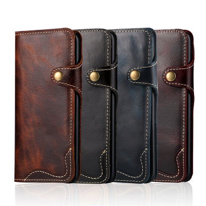 For Galaxy S8 Plus Denior Oil Wax Cowhide Magnetic Button Horizontal Flip Leather Case with Card Slots & Wallet(Dark Red) - Galaxy Phone Cases by Denior | Online Shopping UK | buy2fix